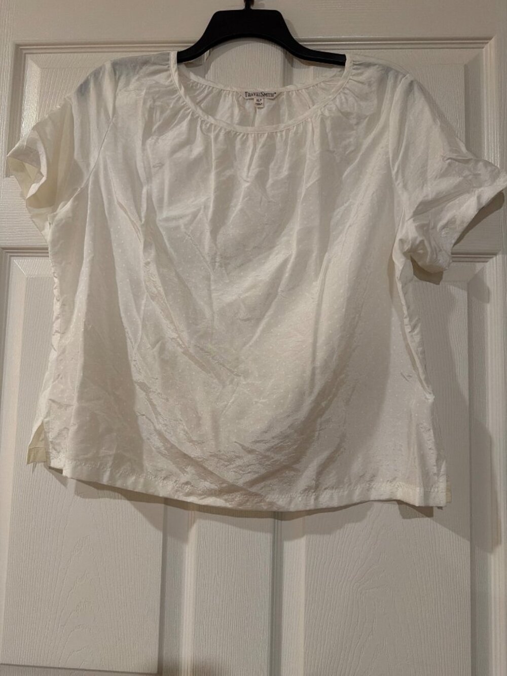 TravelSmith Womens White Short Sleeve Nylon Blend Blouse XLP